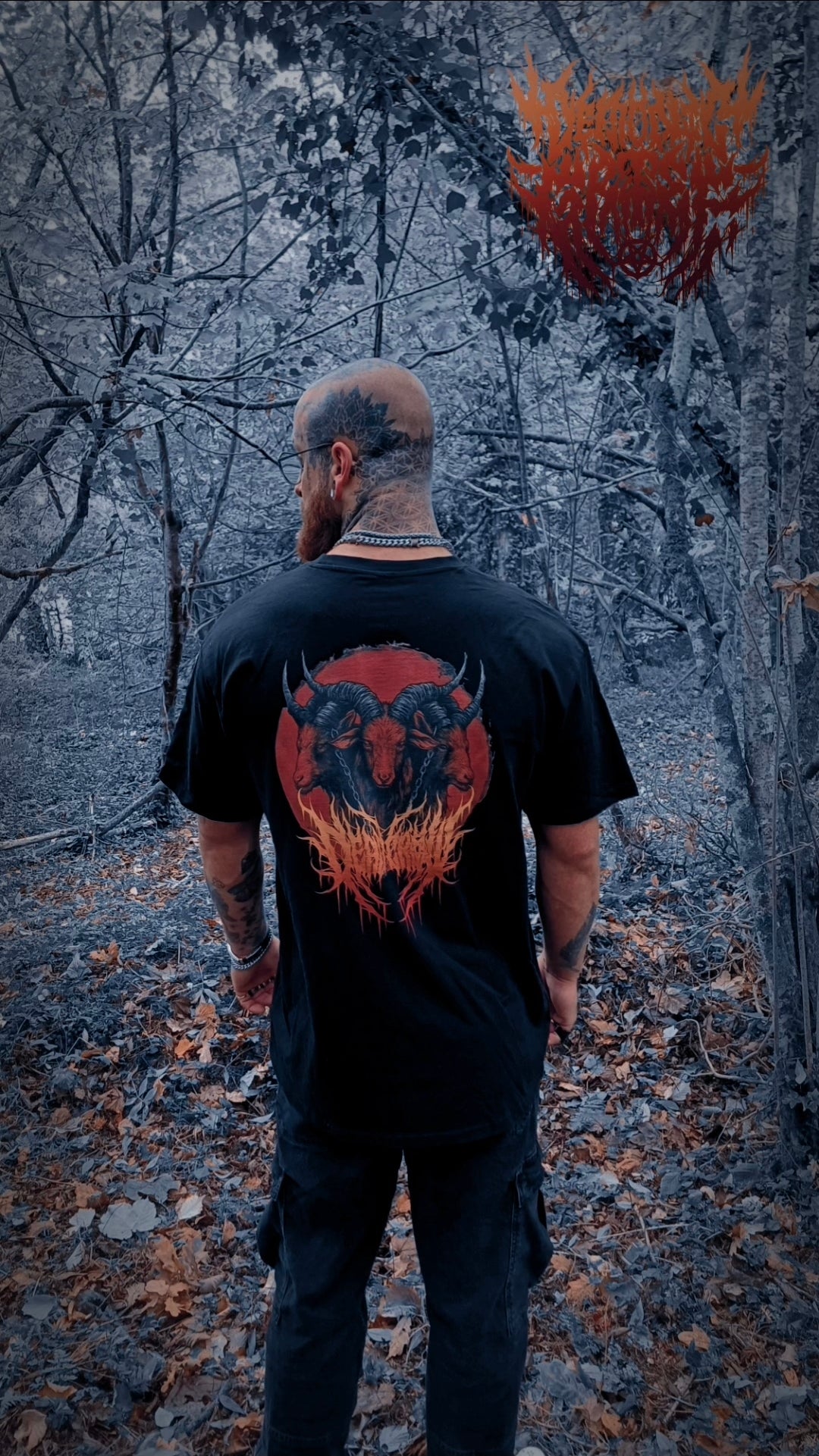 Infernal Goat Oversized Tee – Black / Fire Orange