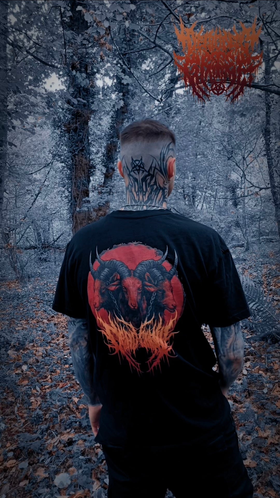 Infernal Goat Oversized Tee Black / Fire Orange