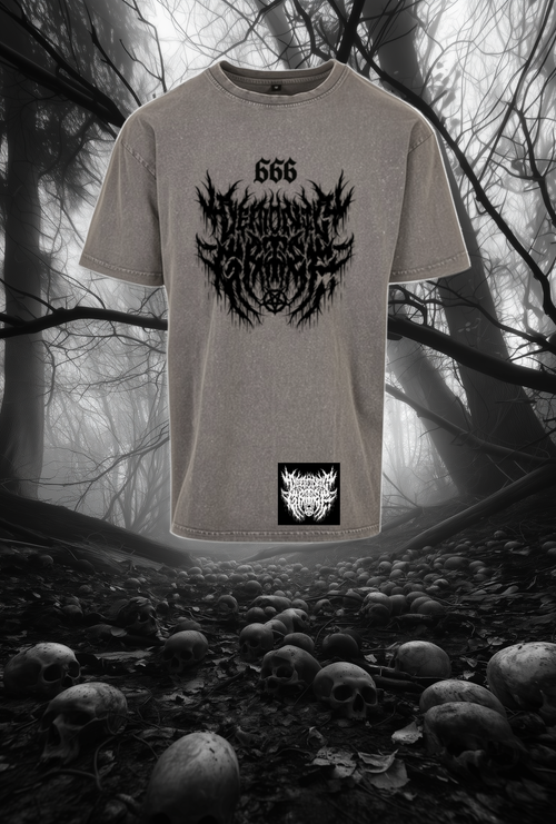 Demonic Grief 666 Oversized Tee Washed Grey